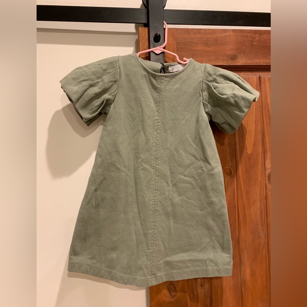 Zara puff sleeve dress light olive
